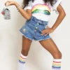 Lola + The Boys Rainbow Buttons Denim Shorts New Arrivals