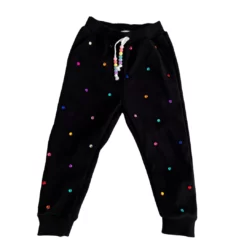 Lola + The Boys New Arrivals Rainbow Gems Black Joggers