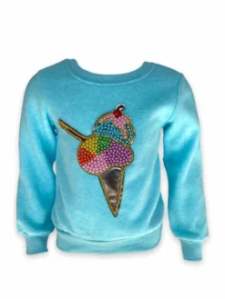 Lola + The Boys Rainbow Pearls Ice Cream Sweatshirt Girls