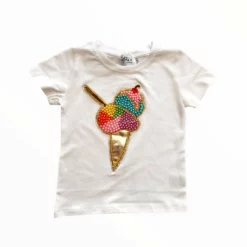 Lola + The Boys New Arrivals Rainbow Pearls Ice Cream Tshirt