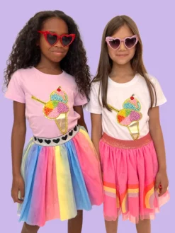 Lola + The Boys New Arrivals Rainbow Pearls Ice Cream Tshirt