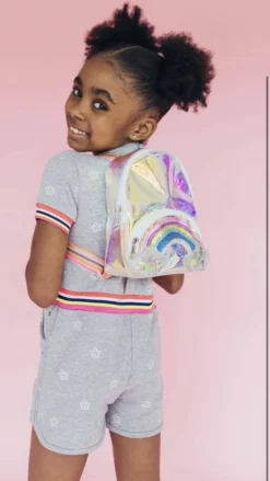 Lola & The Boys Girls Rainbow Gem Romper