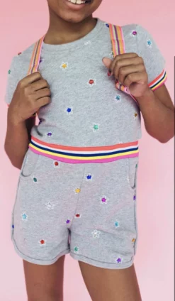 Lola & The Boys Girls Rainbow Gem Romper