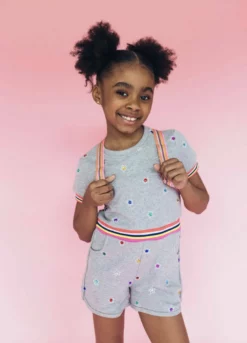 Lola & The Boys Girls Rainbow Gem Romper