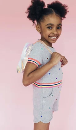 Lola & The Boys Girls Rainbow Gem Romper