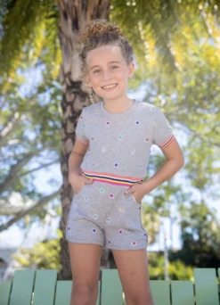 Lola & The Boys Girls Rainbow Gem Romper