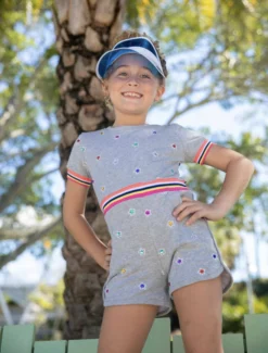 Lola & The Boys Girls Rainbow Gem Romper