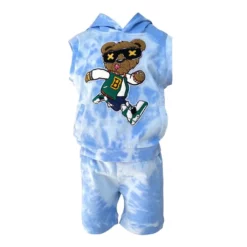 Lola + The Boys Varsity Bear Tie Dye Hoodie Set