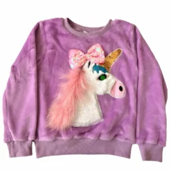 Lola + The Boys Sequin Bow Velour Unicorn Sweatshirt New Arrivals