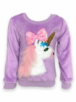 Lola + The Boys Sequin Bow Velour Unicorn Sweatshirt New Arrivals