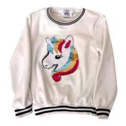 Lola + The Boys New Arrivals Sequin Unicorn Crewneck Sweatshirt