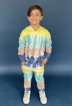 Lola + The Boys Abstract Tie Dye Set Navy