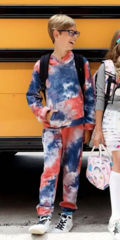 Lola + The Boys Abstract Tie Dye Set Red