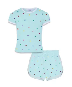 Lola + The Boys Baby Blue Rainbow Gem Short Set Girls