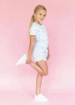 Lola + The Boys Baby Blue Rainbow Gem Short Set Girls