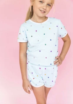 Lola + The Boys Baby Blue Rainbow Gem Short Set Girls