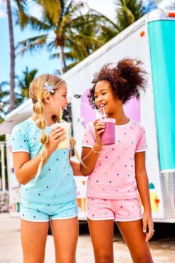 Lola + The Boys Baby Blue Rainbow Gem Short Set Girls