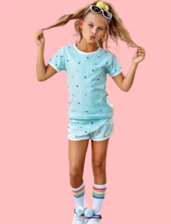 Lola + The Boys Baby Blue Rainbow Gem Short Set Girls