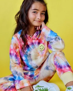 Lola + The Boys Be Happy Tie Dye Cropped Set Girls