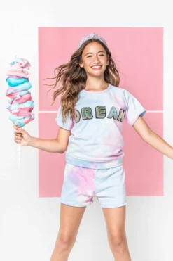 Lola + The Boys Girls Beaded DREAM Tie Dye Shirt