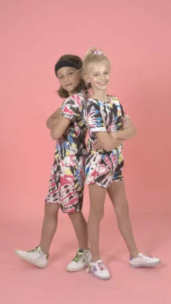Lola + The Boys Girls Neon Tie Dye Shorts Set