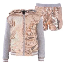 Lola + The Boys Goldie Flip Sequin Short Set Girls