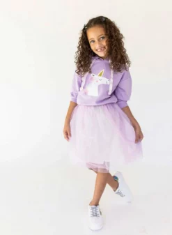 Lola & The Boys Lavender Hoodie Unicorn Tutu Set