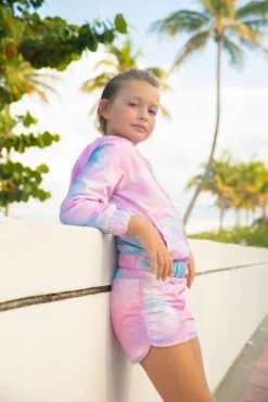 Lola + The Boys Pastel Tie Dye Windbreaker Set Girls