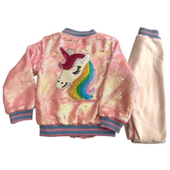 Lola + The Boys Pretty In Pink Unicorn Sequin Set