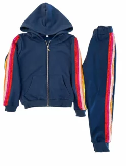 Lola + The Boys Girls Rainbow Sequin Navy Joggers Hoodie Set 9 Lola + The Boys Girls Rainbow Sequin Navy Joggers Hoodie Set