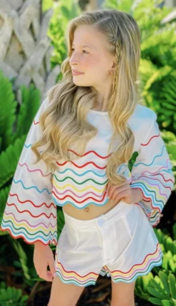 Lola + The Boys Rainbow Wave Short Set