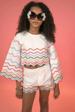 Lola + The Boys Rainbow Wave Short Set