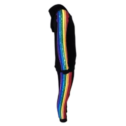 Lola + The Boys New Arrivals Sequin Rainbow Hoodie Track Set