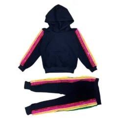 Lola + The Boys New Arrivals Sequin Rainbow Hoodie Track Set