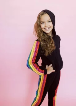 Lola + The Boys New Arrivals Sequin Rainbow Hoodie Track Set