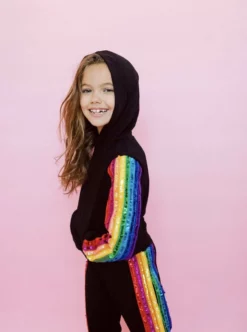 Lola + The Boys New Arrivals Sequin Rainbow Hoodie Track Set