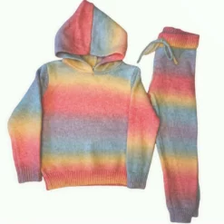 Lola + The Boys Sunset Knit Hoodie And Pant Set Girls