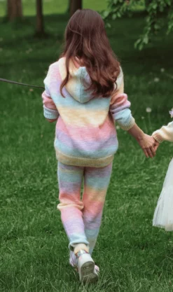 Lola + The Boys Sunset Knit Hoodie And Pant Set Girls