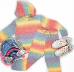 Lola + The Boys Sunset Knit Hoodie And Pant Set Girls