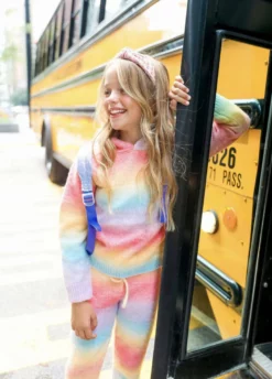 Lola + The Boys Sunset Knit Hoodie And Pant Set Girls