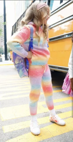 Lola + The Boys Sunset Knit Hoodie And Pant Set Girls