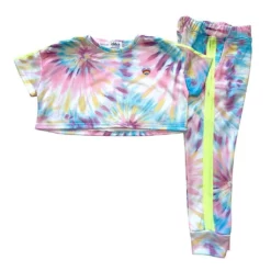 Lola + The Boys Girls Tie Dye Cropped Set