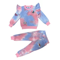 Lola + The Boys Girls Tie Dye Patch Jogger Set