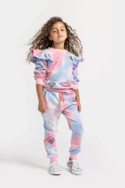 Lola + The Boys Girls Tie Dye Patch Jogger Set