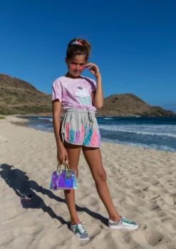 Lola + The Boys Girls Beaded Pearl Track Shorts