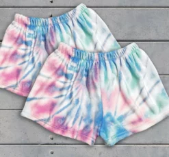 Top Trenz Fuzzy Tie Dye Lounge Shorts Girls