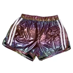 Lola + The Boys Racer Stripe Metallic Track Shorts