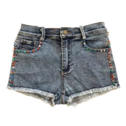 Lola + The Boys Girls Rainbow Crystal Denim Short
