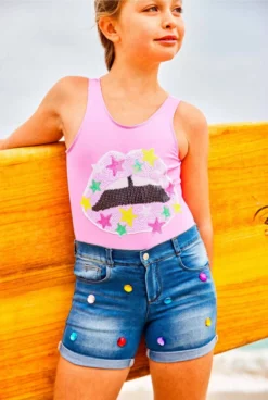 Lola + The Boys Rainbow Gem Jean Shorts Girls