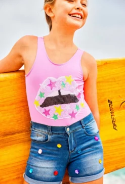 Lola + The Boys Rainbow Gem Jean Shorts Girls